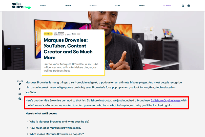 Marques Brownlee Course on Skillshare