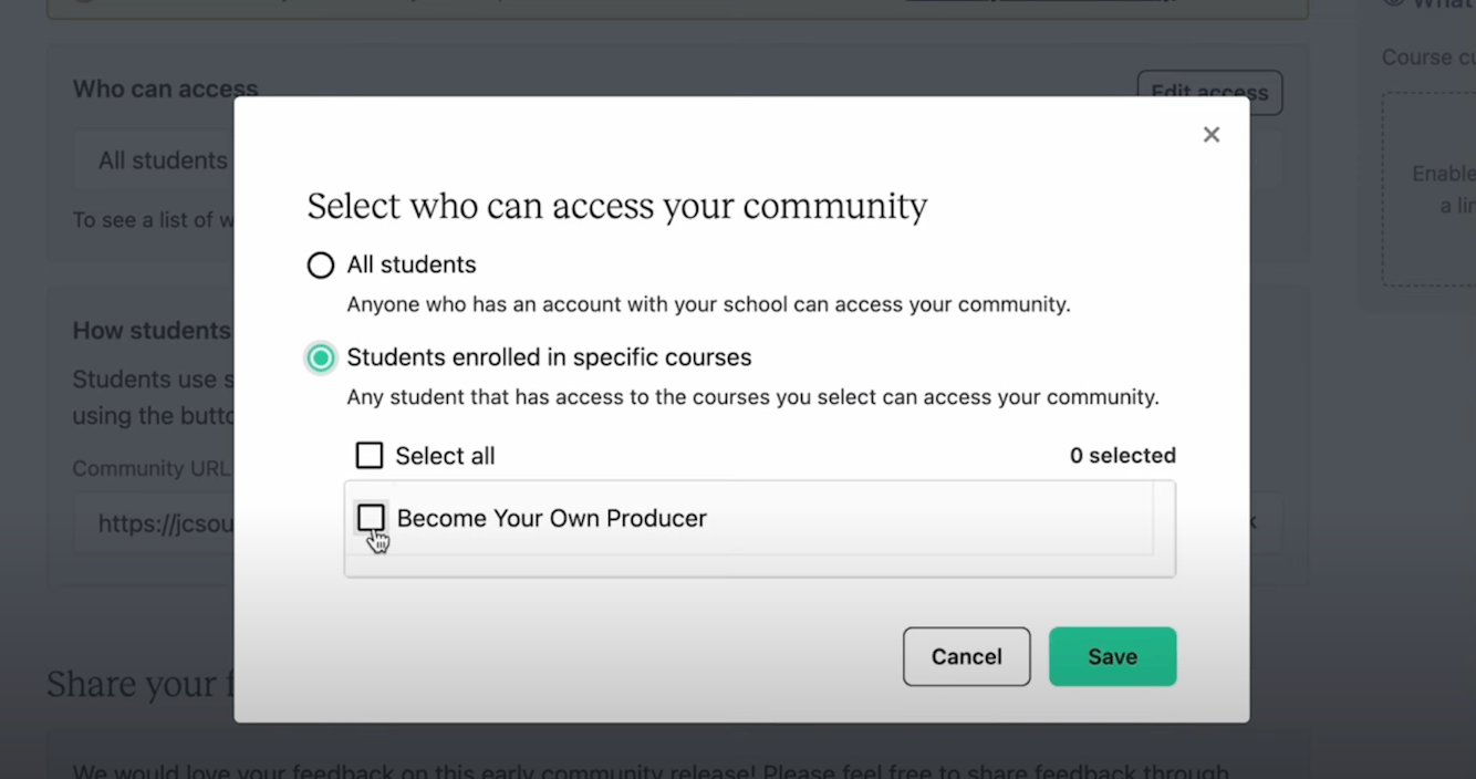 Teachable community access