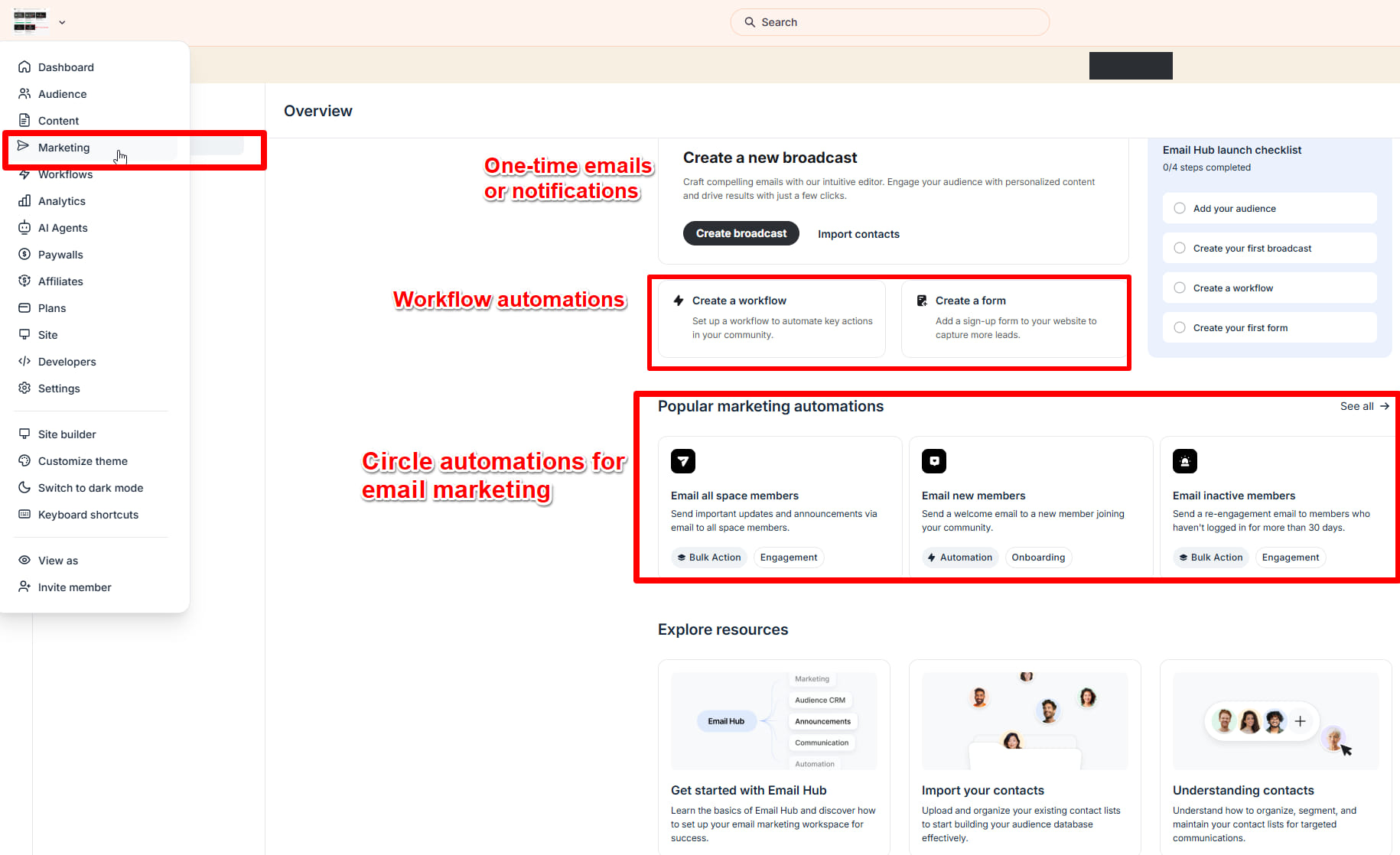 Circle so email hub