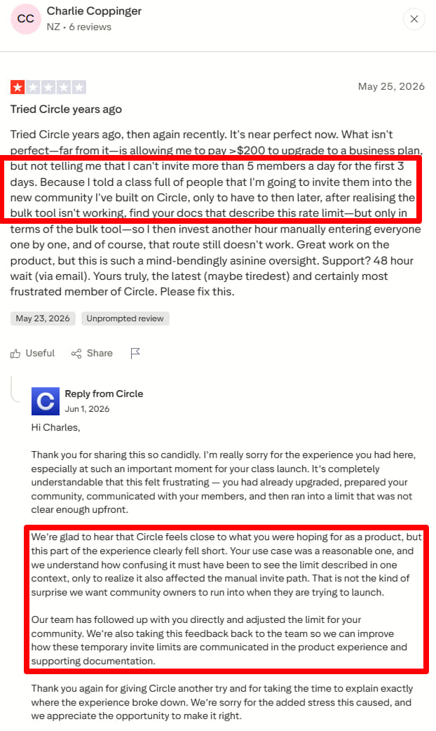 Circle so reviews TrustPilot