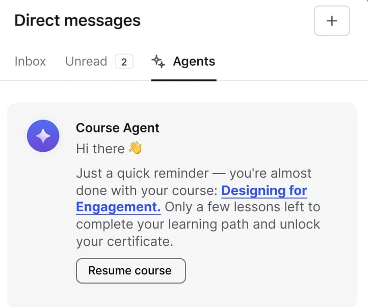 Circle AI for course progress follow ups