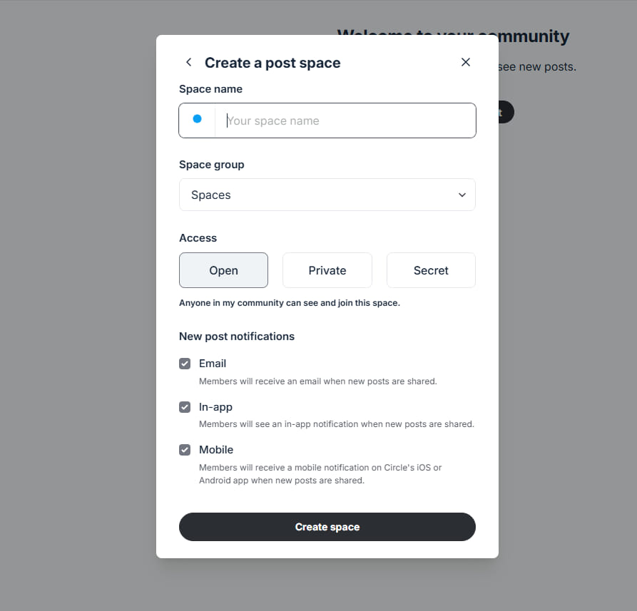 Create community post in circle