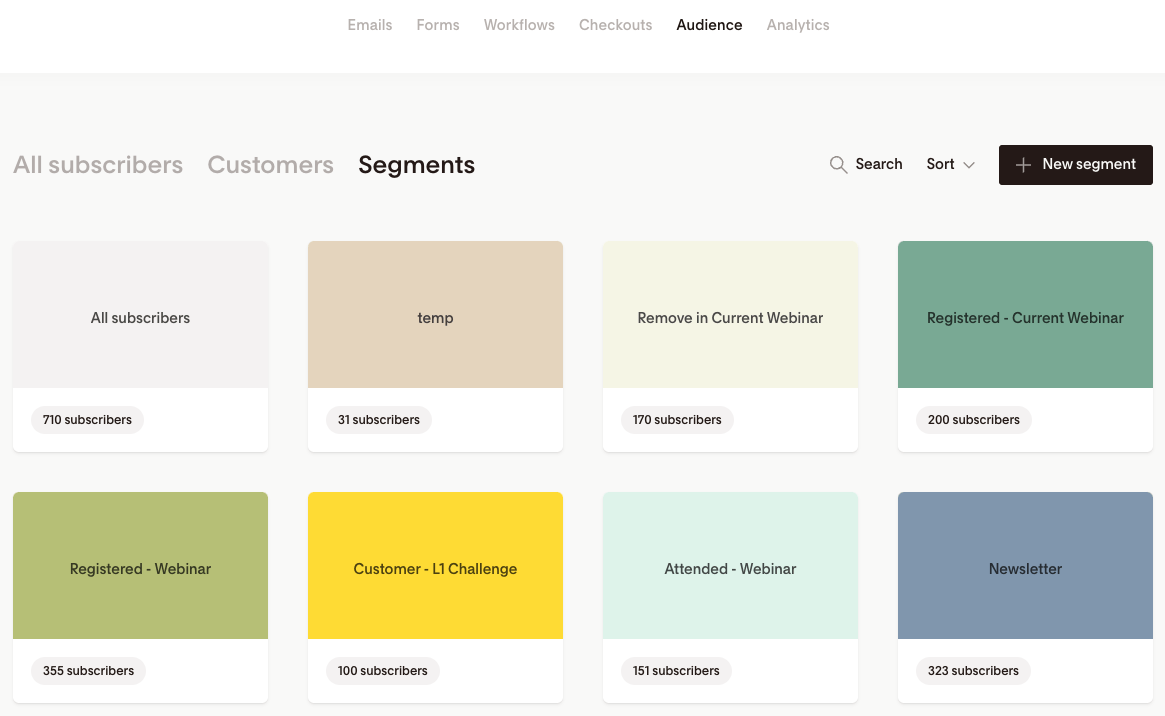 Flodesk audience segments