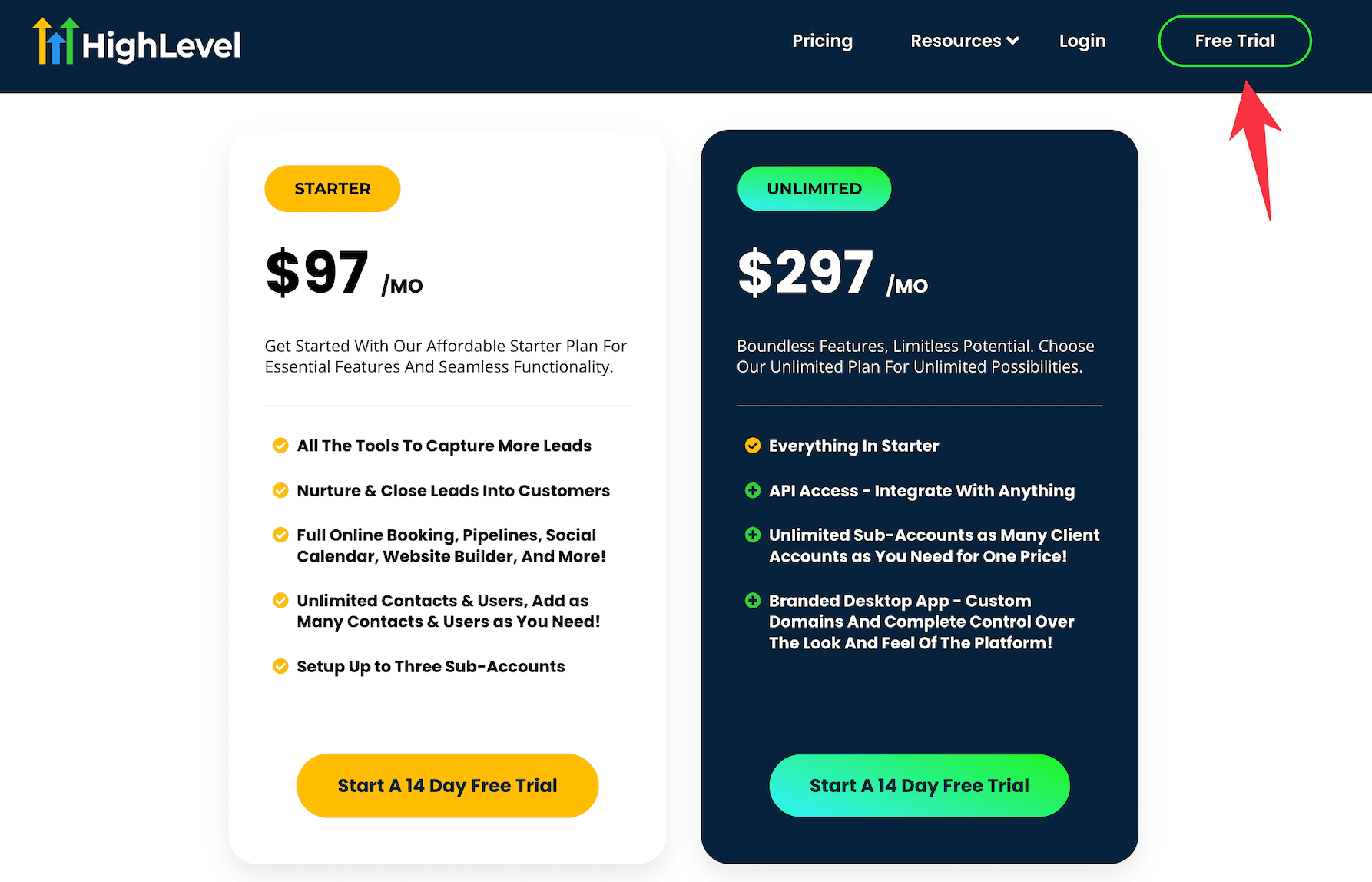 GoHighLevel pricing