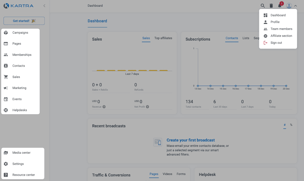 Kartra interface 1