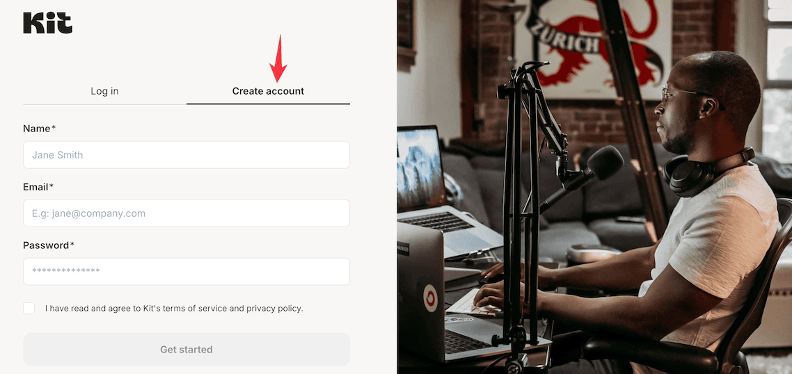 Kit create an account in free trial