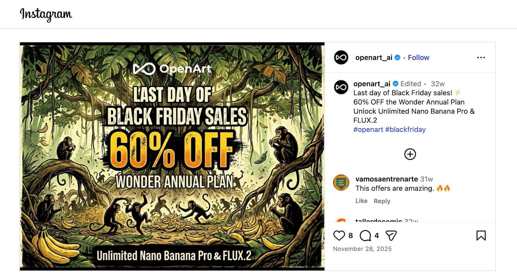OpenArt Black Friday special window