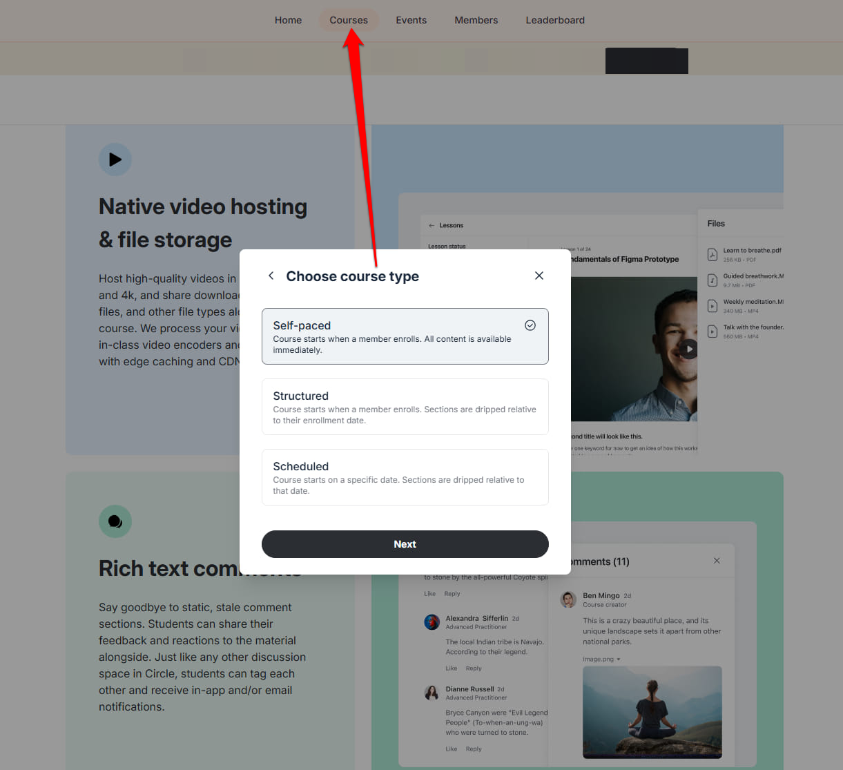 Set up Circle courses