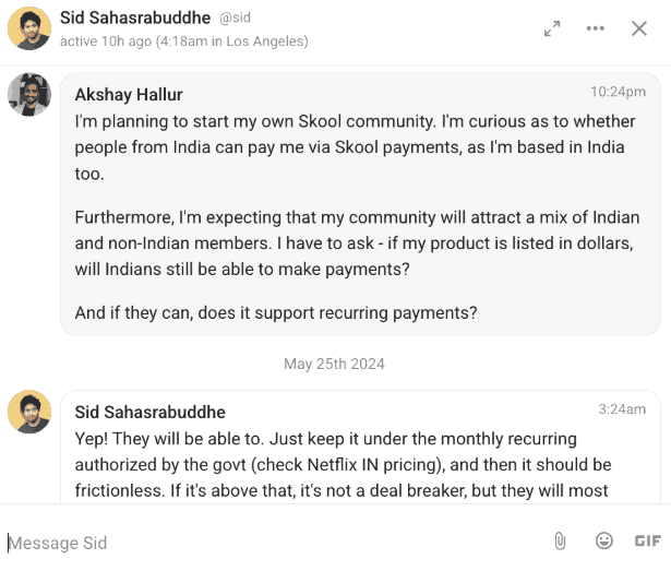 Skool customer support