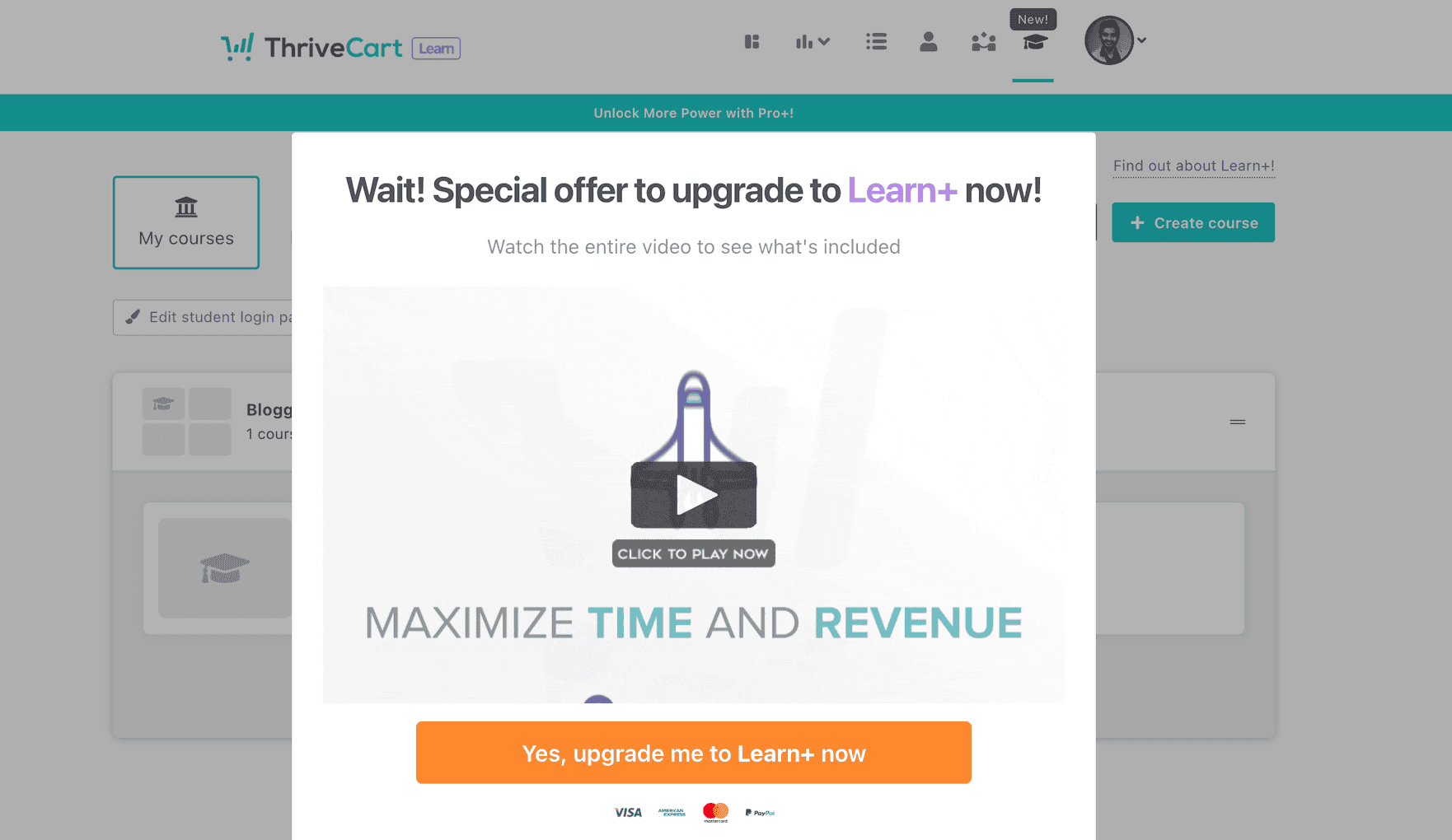 ThriveCart Learn upsell