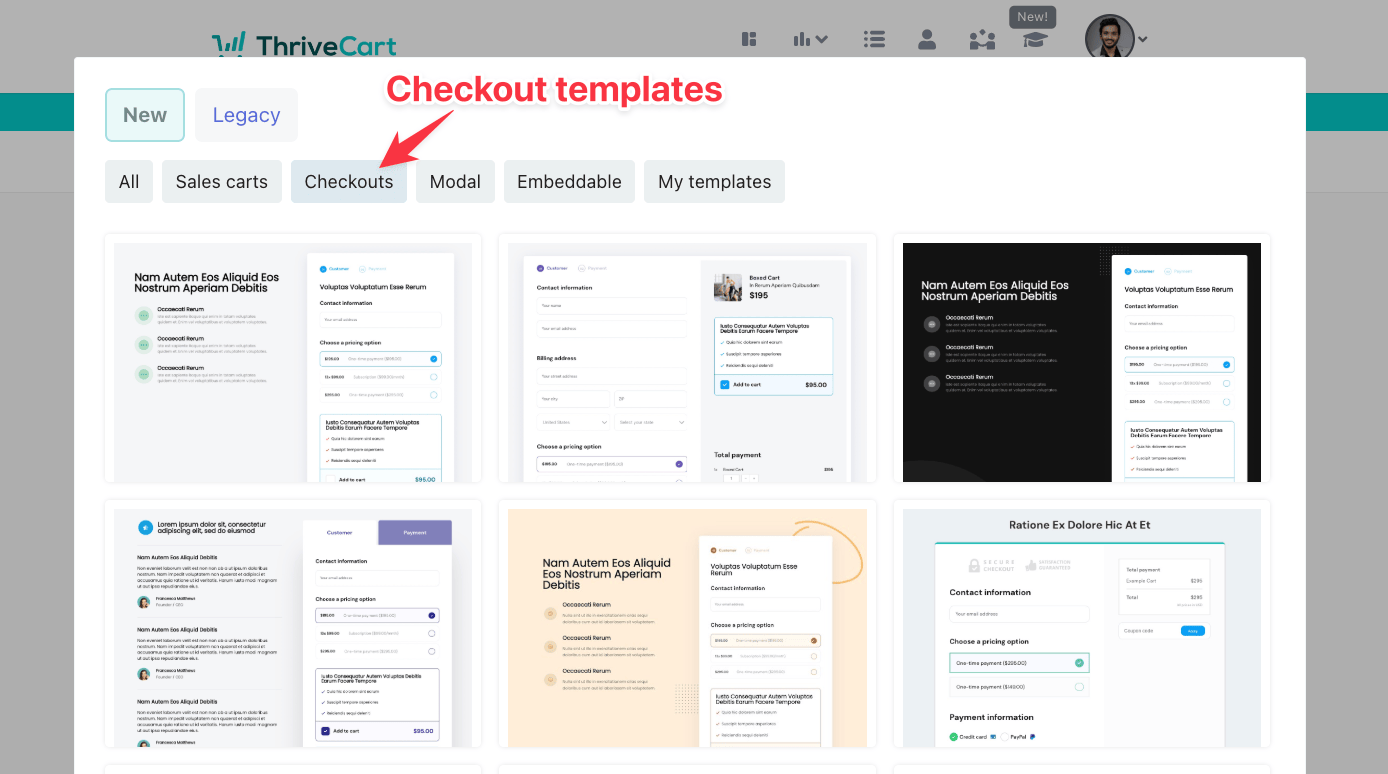 Thrivecart checkout templates