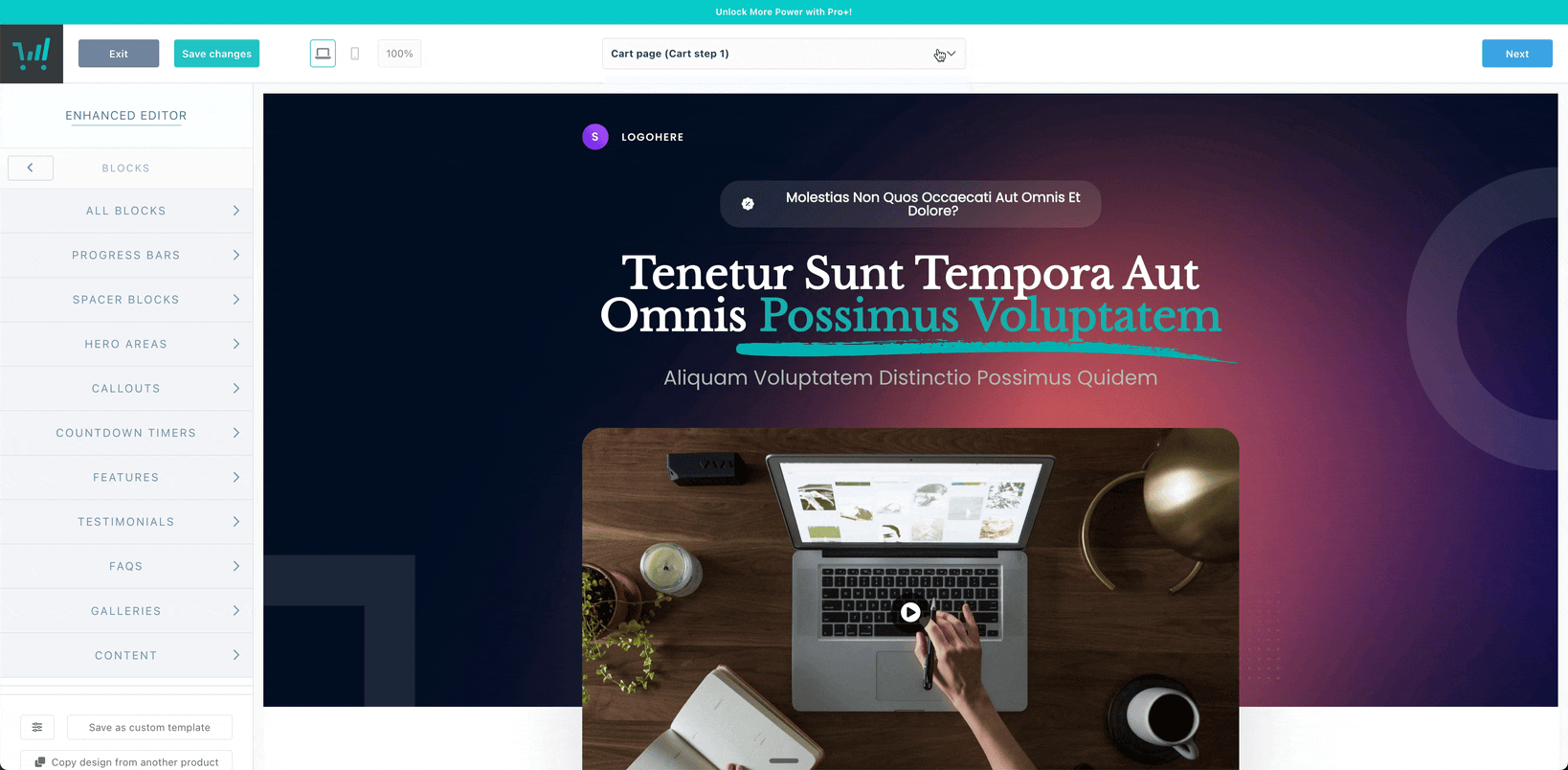 Thrivecart landing page builder