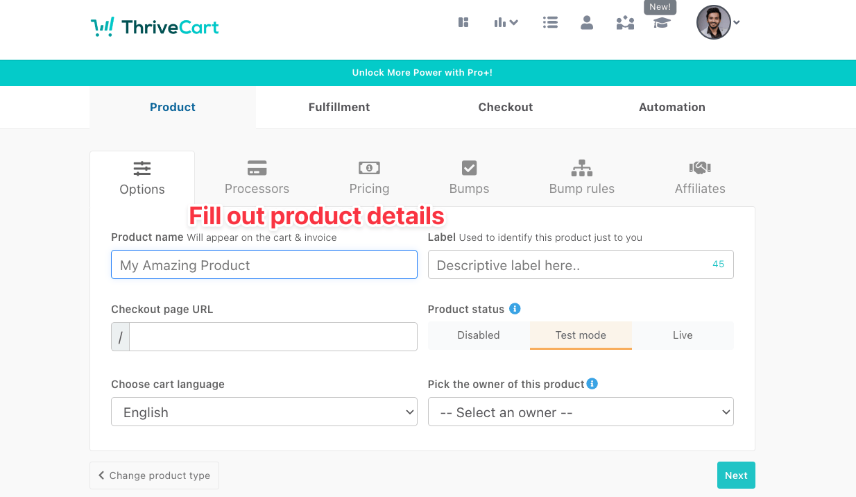 Thrivecart product details