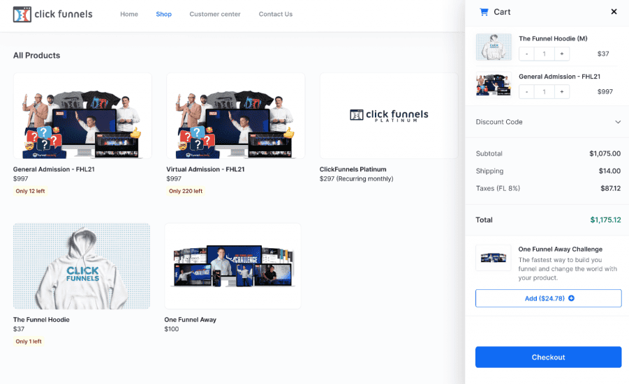 ecommerce features in clickfunnels 2 0