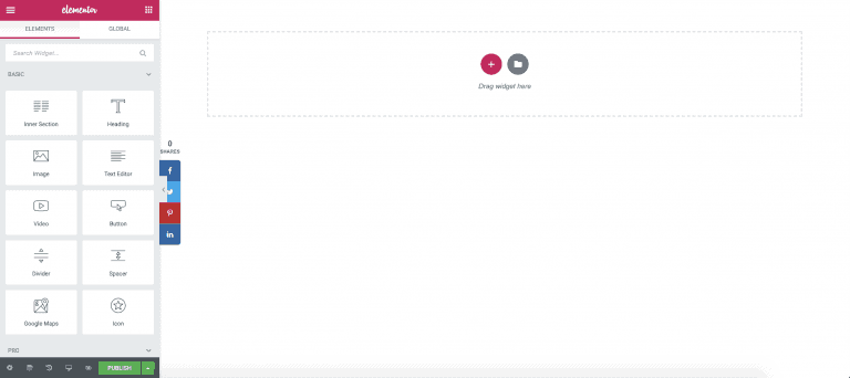 elementor dashboard