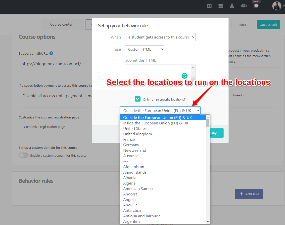 execute automation rules in specific locations
