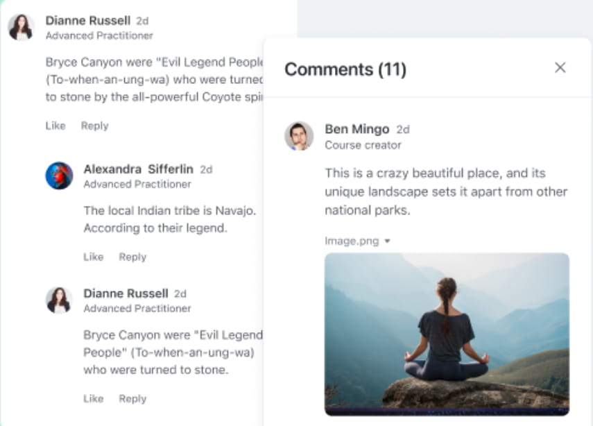 in course comments on Circle