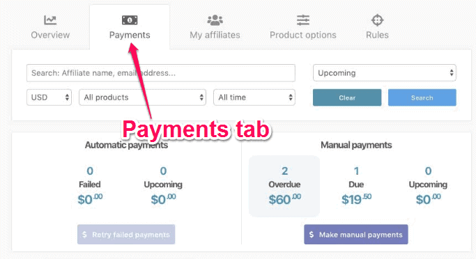 payment details