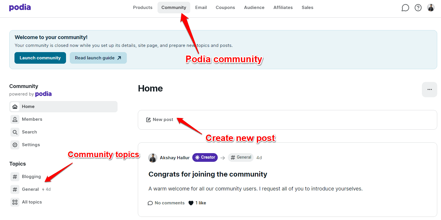 podia community 1