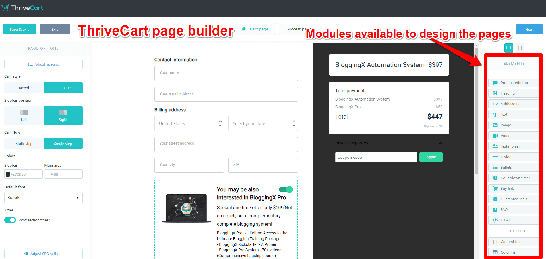 thrivecart dedicated page builder