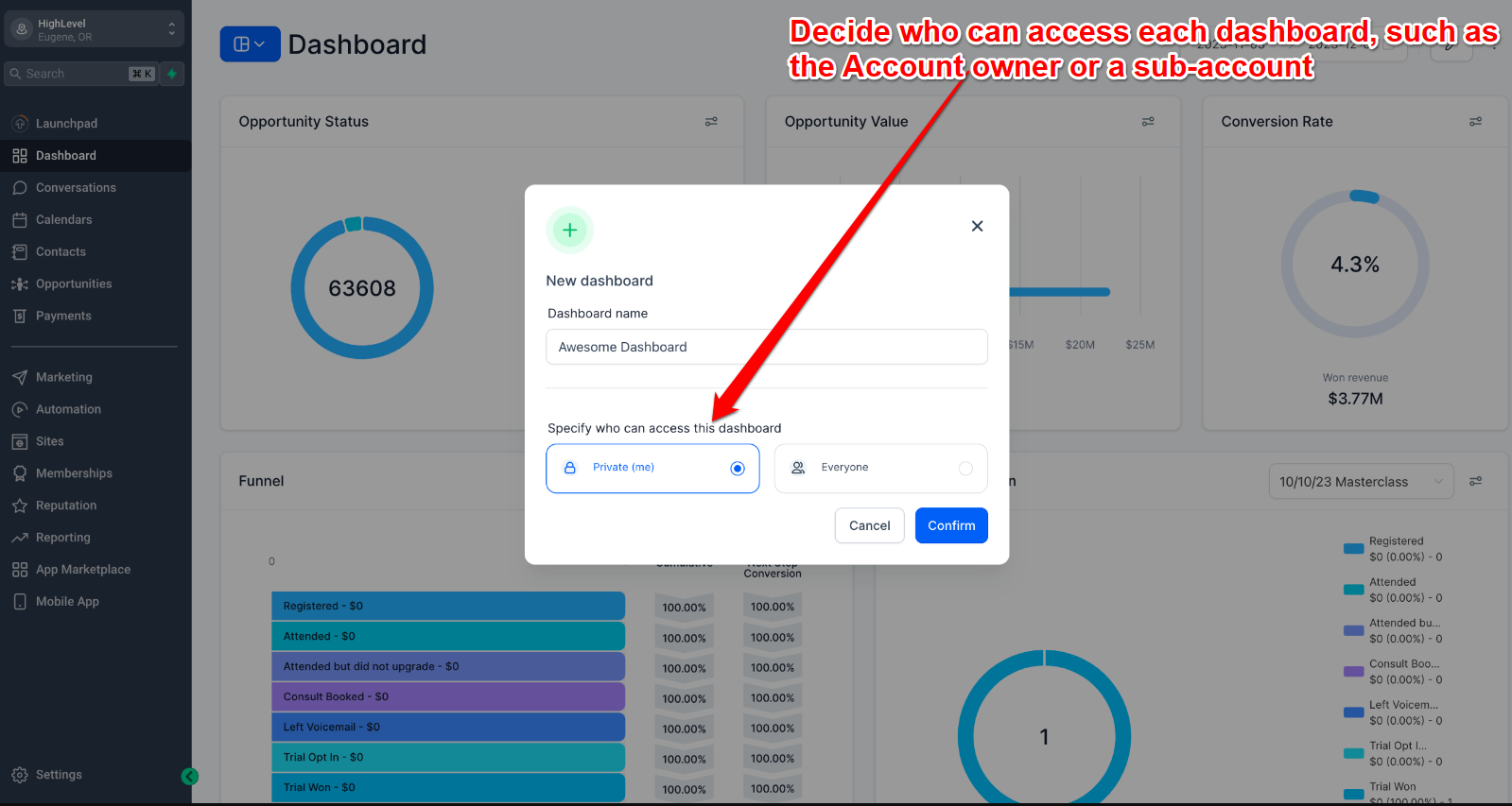 Add multiple dashboards to GoHighLevel interface