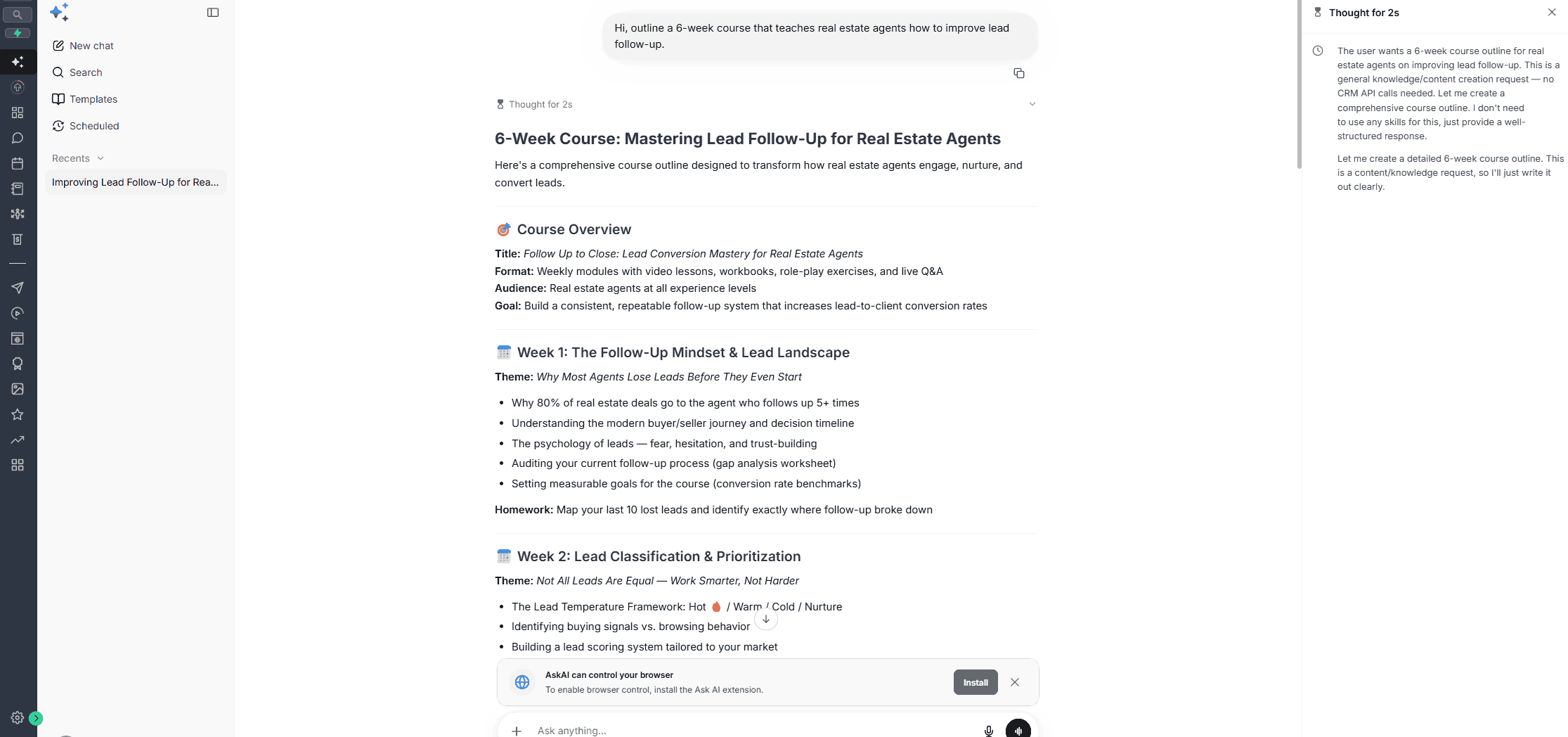 Ask AI for Courses GHL