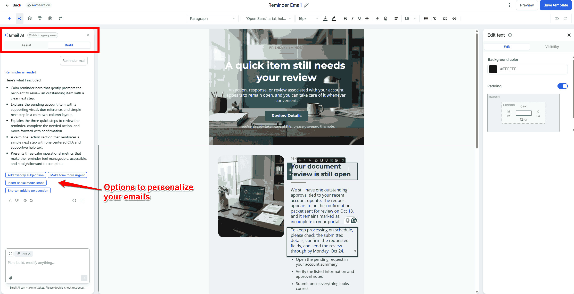 Create emails with AI GHL