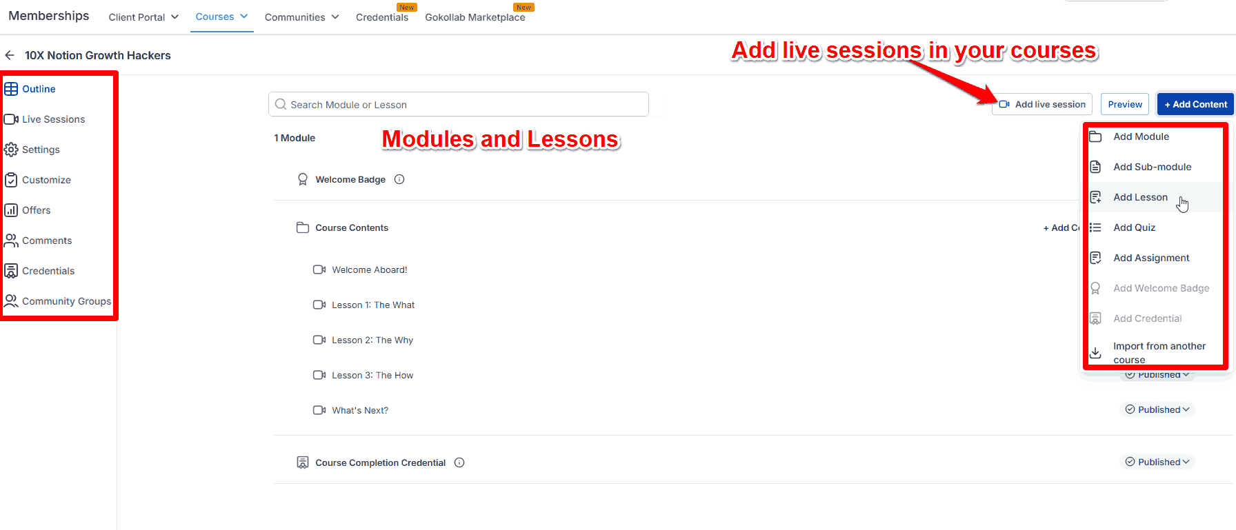 GHL course creation