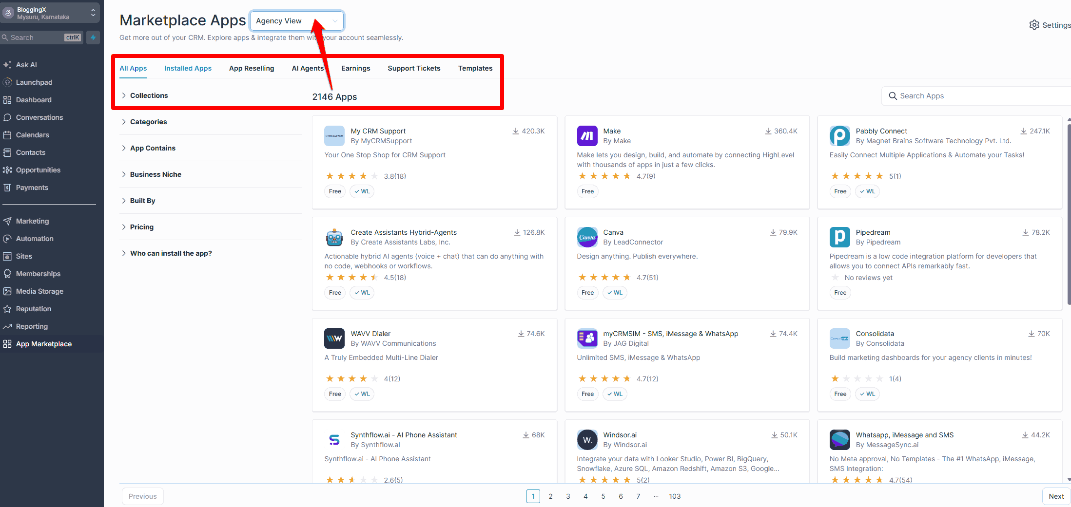 GoHighLevel app marketplace