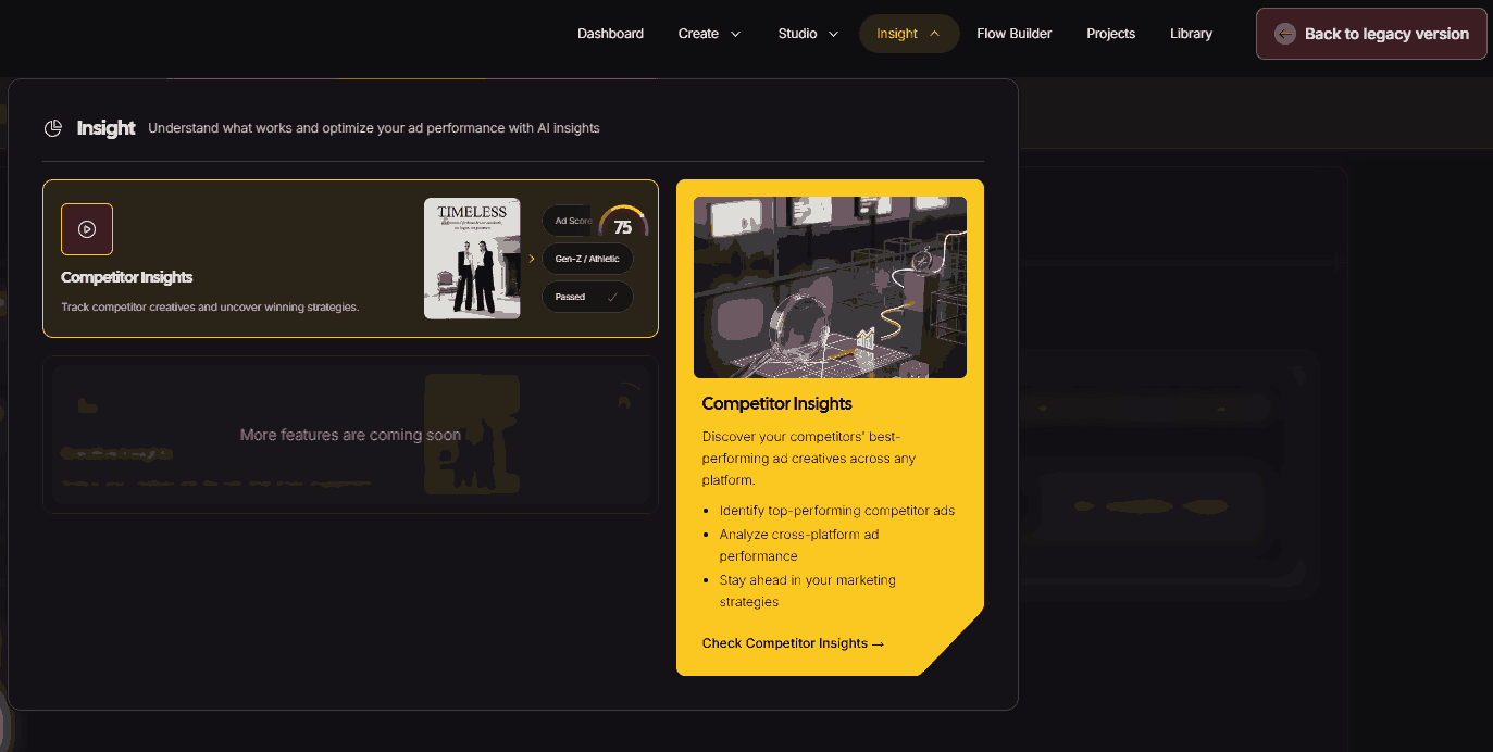 AdCreative AI Creative Scoring is missing in new version