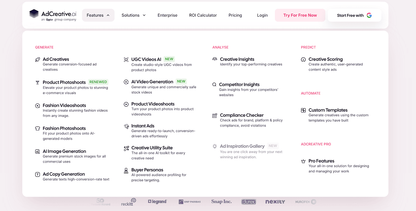 AdCreative AI features