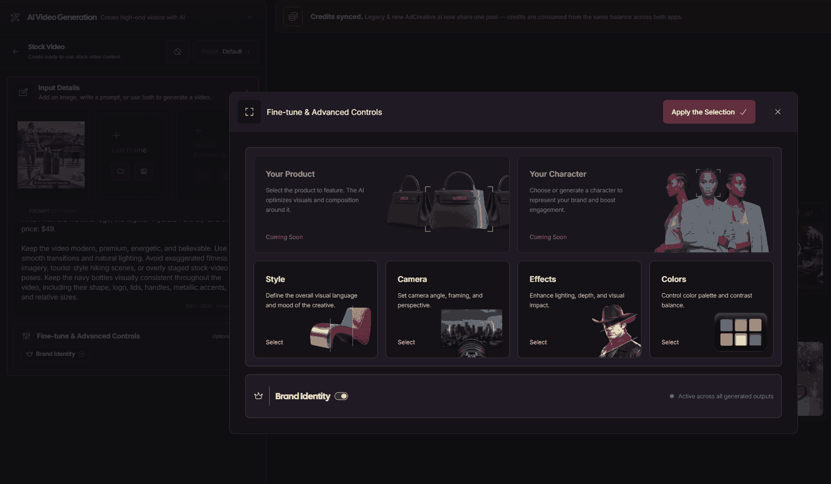 AdCreative ad video fine tuning settings