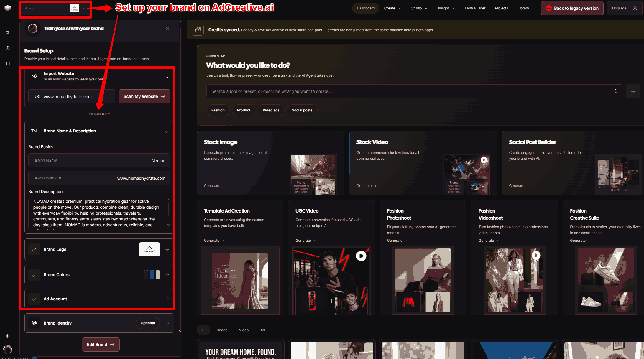 AdCreative brand setup