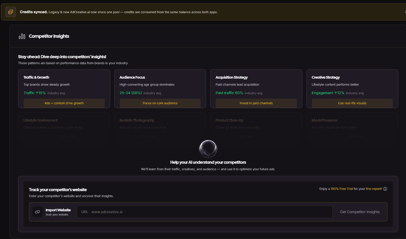 AdCreative competitor insights feature
