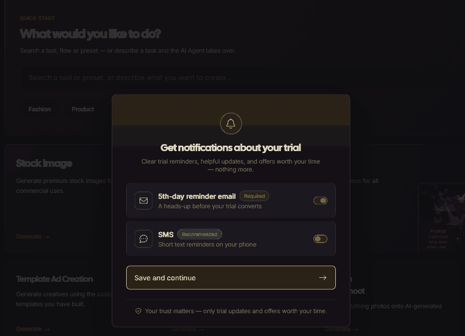 AdCreative free trial reminder