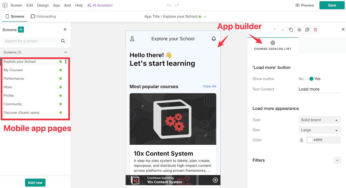 LearnWorlds mobile app