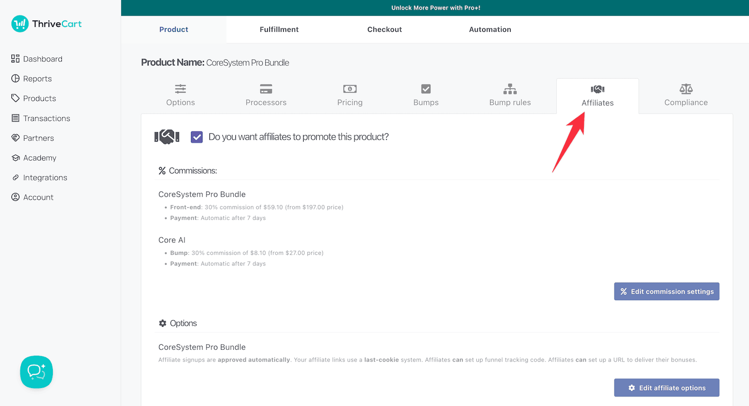 ThriveCart affiliate feature